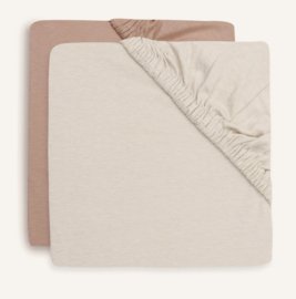 Jollein - Hoeslaken - Jersey - 2 Stuks - Light Terra & Oatmeal - 60x120 cm