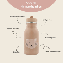 Trixie - Drinkfles - Mrs. Cat - Kat - Poes - RVS waterfles - Lekvrij - 350ml - Roze