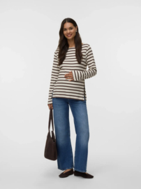Mamalicious - MLLANE - Top - Longsleeve - Gestreept - Hot Fudge