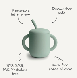 Mushie - Siliconen - Oefenbeker - Cup - Rietje - Cambridge - Blue