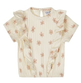 Dirkje - T-shirt - Wit - Bloemetjes