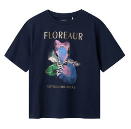 Name It - T-shirt - Dukko - Floreaur - Navy