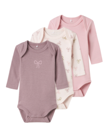 Name it - Rompers - Body's - Barely - Pink - 3 stuks - Strikjes