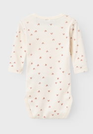 Name It - Rompers - Buttercream - Hartjes - 2 stuks
