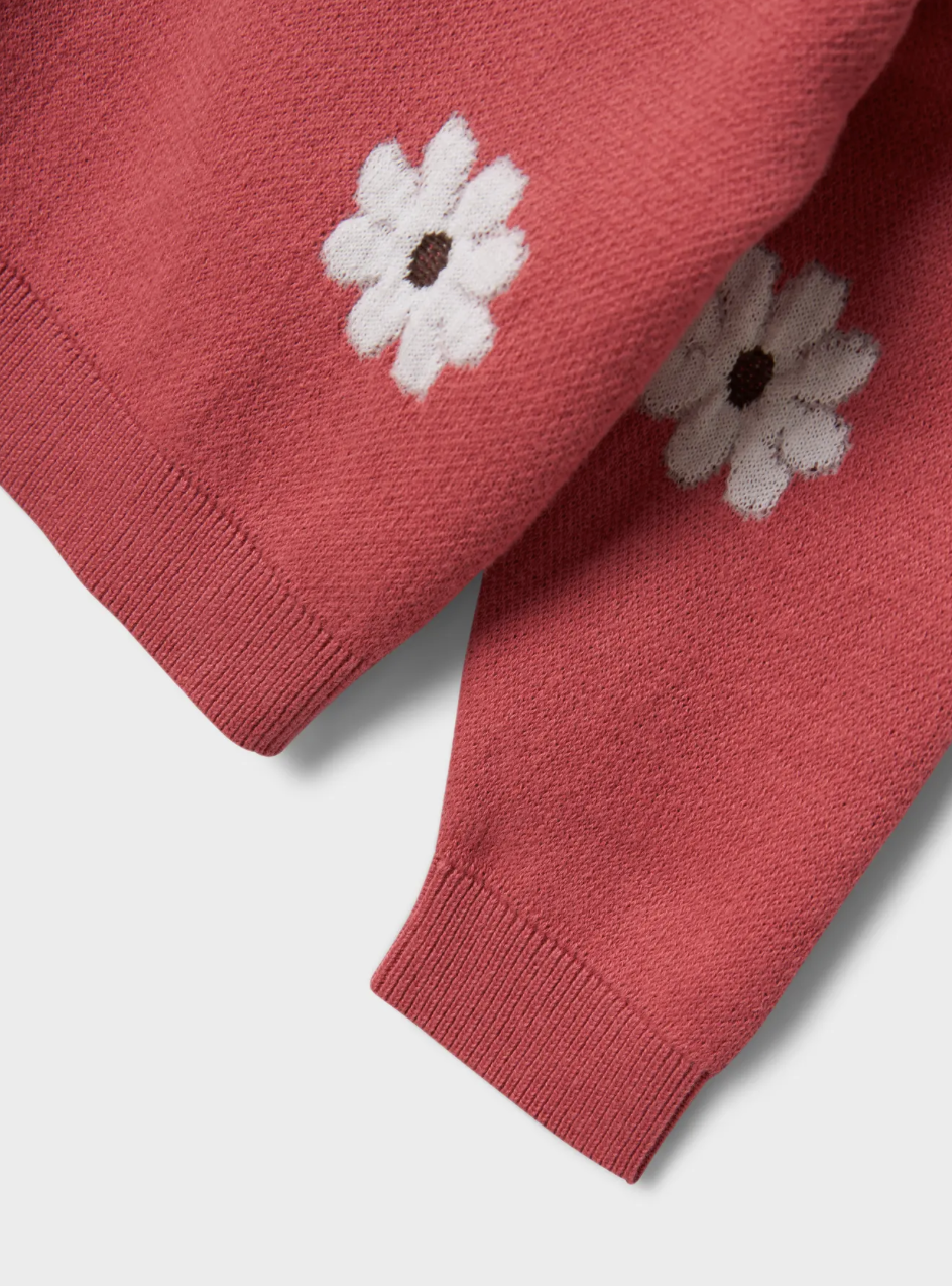 Name It - Knit - Trui - Sweater - Leia - Bloemetjes - Rapture Rose
