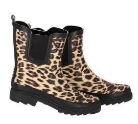 XQ Footwear - Regenlaarzen - Rubber laarzen - Dames - Festival - Panterprint - Laag model - Rubber - Beige - Zwart