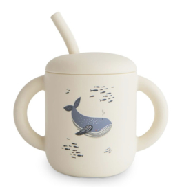 Mushie - Siliconen - Oefenbeker - Rietje - Walvis