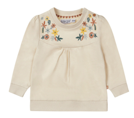 Dirkje - Sweater - Off - White - Geborduurde - Bloemetjes