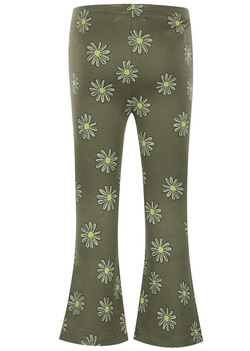 Koko Noko - Flared - Broek - Army Green - Bloemetjes