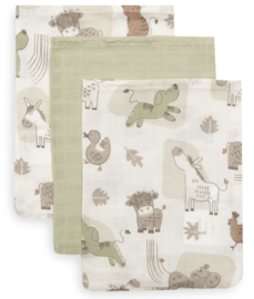 Jollein - Hydrofiel Washandje 15x20cm - Barn Buddies - 3 Stuks