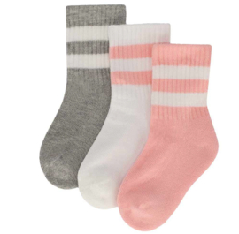 Apollo - Sokken - Baby - 3-pack - Roze - Grijs - Wit