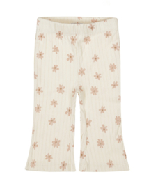 Dirkje - Flared - Broek - Wit - Bloemetjes