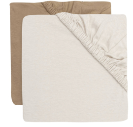 Jollein - Hoeslakens - Jersey - 2 Stuks - Hazel & Oatmeal - 40/50x80/90 cm