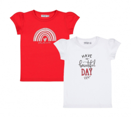 Dirkje - T-shirts - 2-pack - Bright Red + White