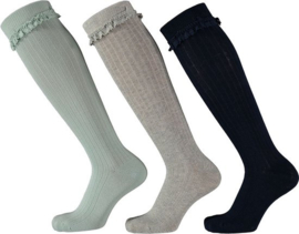 Apollo - Meiden - Kniesokken - Ruffle - Rib - Patroon - 3-pack - Maat 23/26