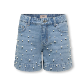 Only Girls - Broek - KOGVERA - Parels - Light Blue Denim