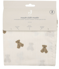 Jollein - Hydrofiel Monddoekje 31x31cm - Mini Teddy Bear - 3 Stuks