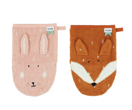 Trixie - Washandjes - 2-pack - Mrs. Rabbit - Mr. Fox