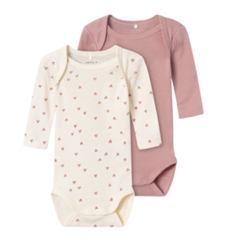 Name It - Rompers - Buttercream - Hartjes - 2 stuks