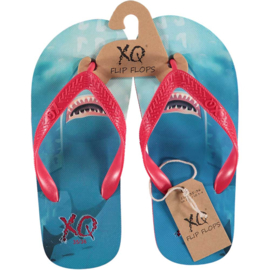 XQ Footwear - Jongens - Slippers - Haai - Blauw - Rood