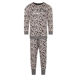 Charlie Choe -  Meisjes -  Pyjama - Lounge -  Set -  Zwart -  Roze - Panter