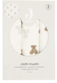 Jollein - Hydrofiele Doek Small 70x70cm - Mini Teddy Bear - 3 Stuks