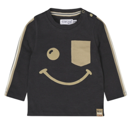 Dirkje - T-shirt - Lange - Mouw - Grijs - Smiley