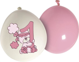 Ballonnen - 1 jaar -  Roze - 25cm - 20 - Stuks