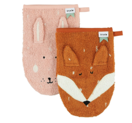 Trixie - Washandjes - 2-pack - Mrs. Rabbit - Mr. Fox
