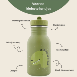 Trixie - Drinkfles - Mr. Dino - RVS waterfles - Lekvrij - 350ml - Groen