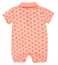 Dirkje - 1pce - Babysuit - Neon - Coral - Flamingo - Maat 56