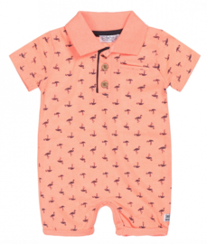 Dirkje - 1pce - Babysuit - Neon - Coral - Flamingo - Maat 56
