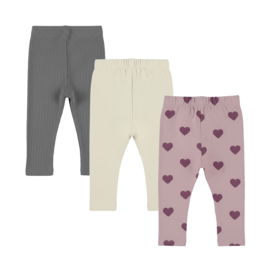 Dirkje - Leggings - 3-pack - Hartjes - Iron Gate