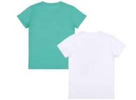Dirkje - T-shirts - 2-pack - Aqua green + White