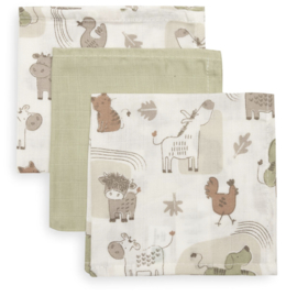 Jollein - Hydrofiel Monddoekje 31x31cm - Barn Buddies - 3 Stuks