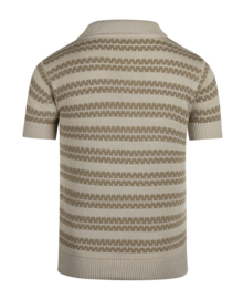 Koko Noko - T-shirt - Polo - Taupe - Gestreept