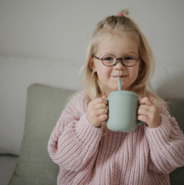 Mushie - Siliconen - Oefenbeker - Cup - Rietje - Cambridge - Blue