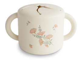 Mushie - Siliconen - Snack - Cup - Pink - Flowers