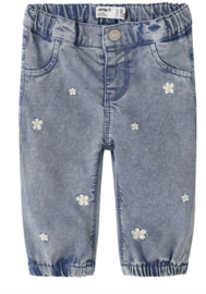 Name It - Broek - NBFROSE - Bloemetjes - Medium Blue Denim