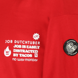 No Way Monday x Job Dutchtuber - T-shirt - Backprint - Rood