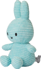 Nijntje - Miffy - Knuffel - Sitting  - Corduroy - Turquoise - 23 cm