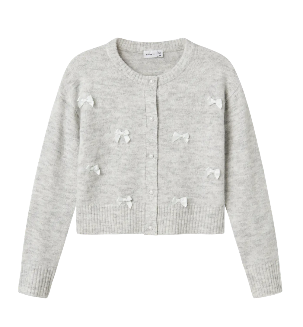 Name It - Knit - Vest - Karin - Lichtgrijs - Strikjes