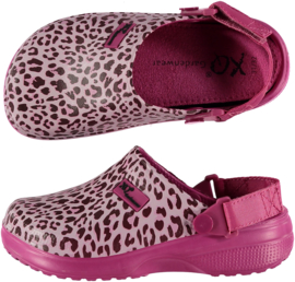 XQ Footwear - Tuinklompen - Panterprint - Roze - Maat 29/30