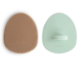 Mushie - Badborstel - Cradle Cap - Siliconen - Natural - Cambridge Blue