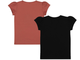 Dirkje - T-shirts - 2-pack - Faded red + Black