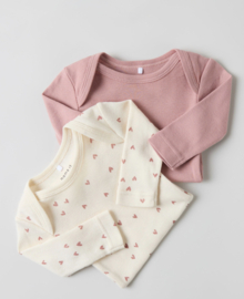 Name It - Rompers - Buttercream - Hartjes - 2 stuks