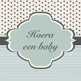 Hoera - Een - Baby - Kaartje - 70x70 mm