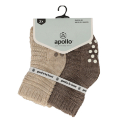 Apollo - Baby - Home - Thuis - Antislip - Sokken - 2-pack - Beige