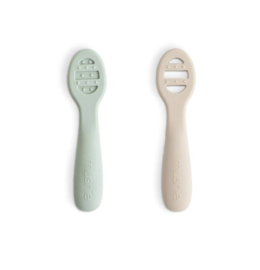 Mushie - Voedingslepels - Baby - 2 Stuks - Cambridge Blue - Shifting Sand