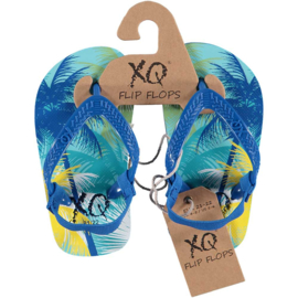 XQ Footwear - Jongens - Slippers - Palmboom - Blauw - Geel